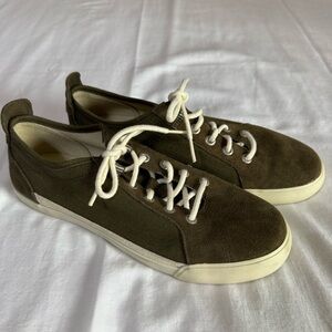 Keds Women Sz 8 Shoes Army Green Sneakers Lace Up Casual Flannel Canvas